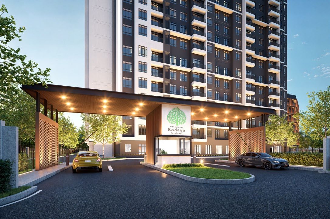Arrival and drop-off entrance at Bodaiju Residences