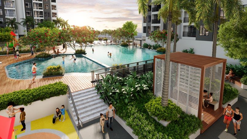 Swimming pool and sun deck at Bodaiju Residences