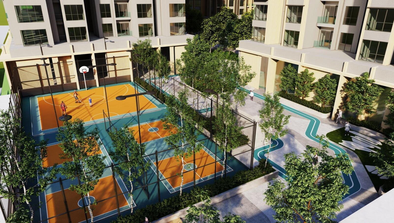 Pickleball and basketball courts